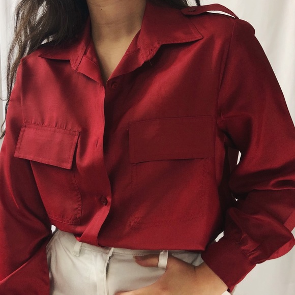 Vintage Tops - FREE! • VINTAGE/ crimson pilot blouse